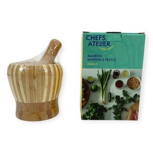 Chef’s Atelier Bamboo Mortar & Pestle Set NIB